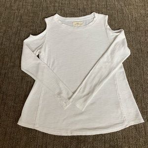 White cold shoulder long sleeve Sol Angeles top